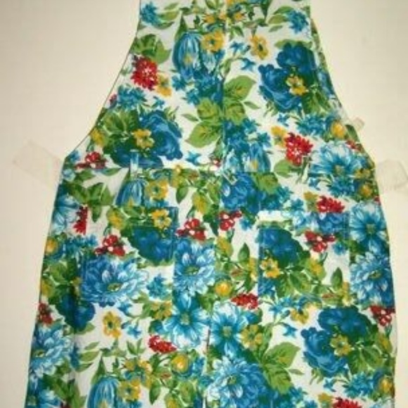 Ture Vintage rare fun fashion floral print sexy overalls shortalls